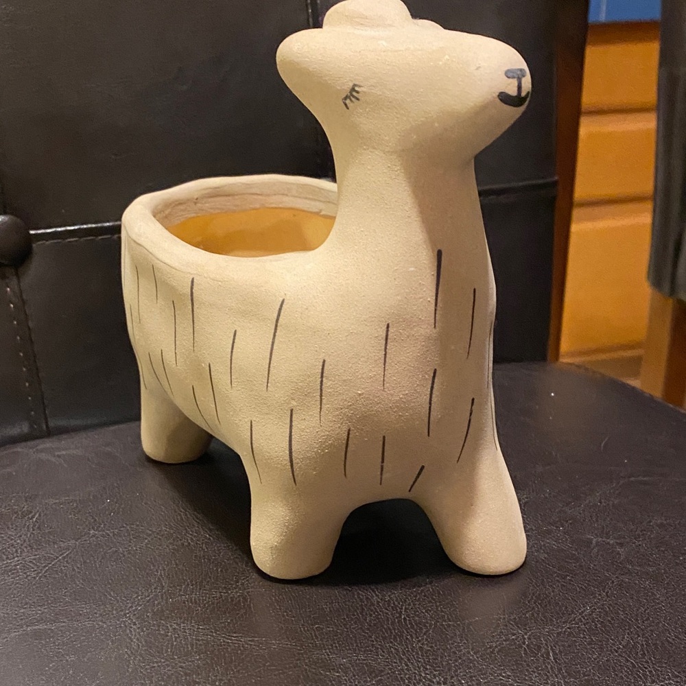 Whimsical Cream Llama Ceramic Planter beautifully creative.
